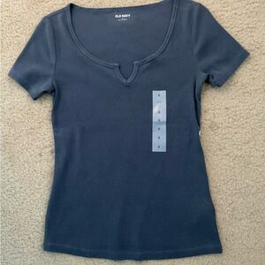 Old Navy Blue Fitted Ribbed Short Sleeve T-Shirt